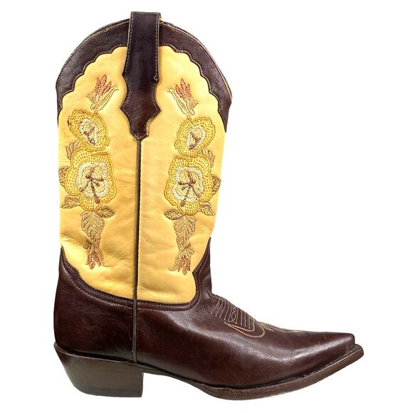 Corral Women's Brown Tan Leather Classic Western Cowgirl Boots Size US 7.5 - Picture 1 of 10